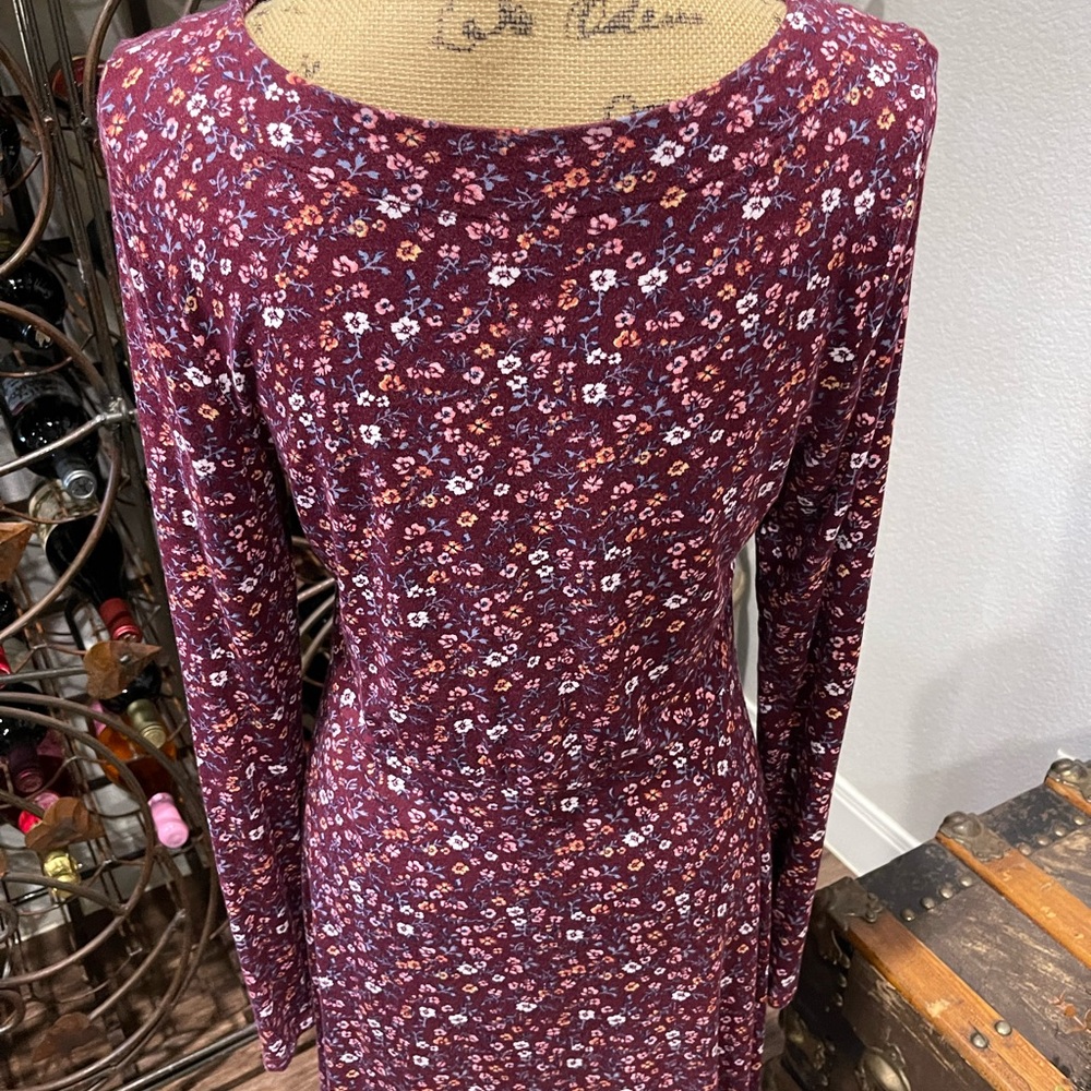 SO Burgundy Floral Long Sleeve Dress - Picture 3 of 8
